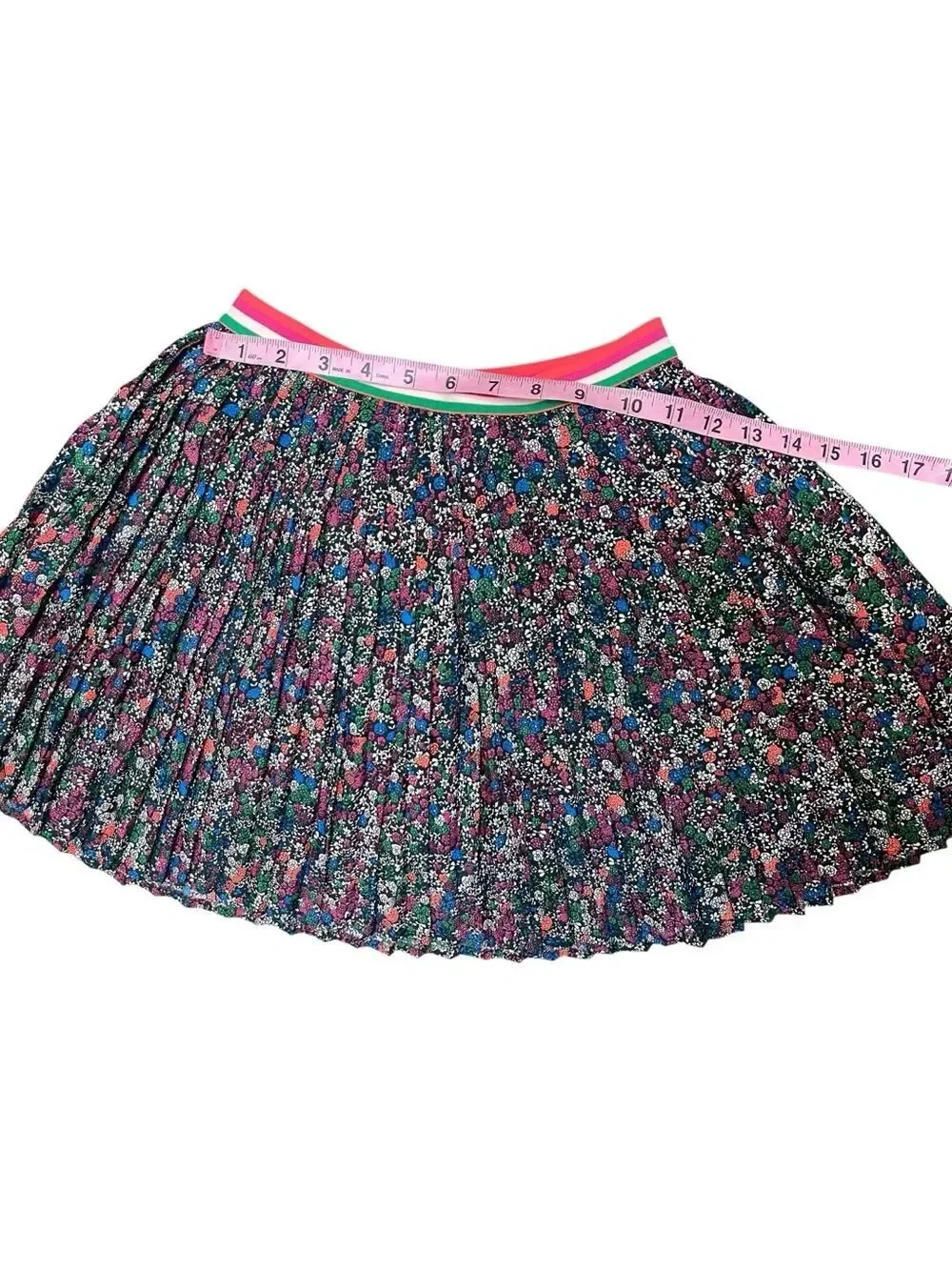 Gap Kids Floral Pleated Circle Skirt Girls M 8-9 Black Multicolor Flowers